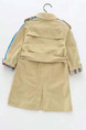 Beige Lapel Side Stripe Sleeve Decoration Buttons Girl Dress for Casual