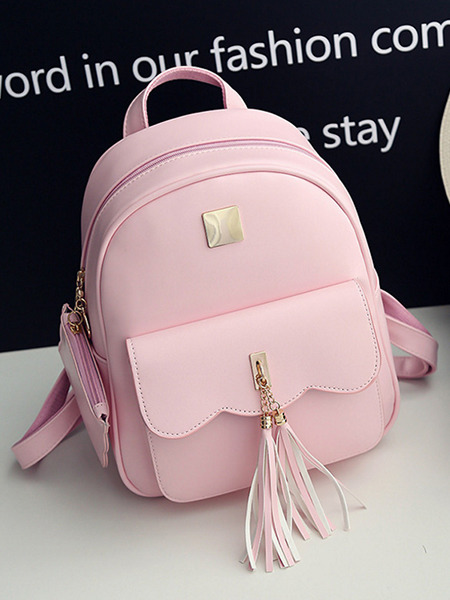 Pink Leatherette Cute Backpack Bag