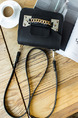 Black Leatherette Evening Shoulder Crossbody Satchel Bag