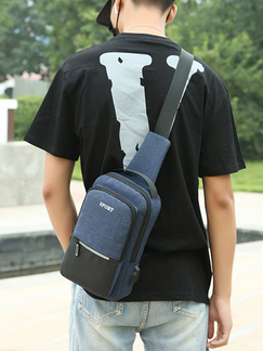 Blue and Black Nylon Crossbody Men Bag