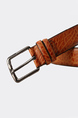 Orange Single Buckle Leather Men Belt