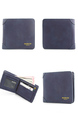 Blue Leatherette Credit Card Photo Holder Bifold Men Wallet