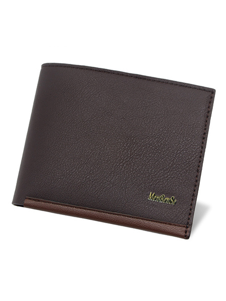 Brown Leatherette Credit Card Photo Holder Bifold Men Wallet