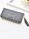 Gray Leatherette Credit Card Photo Holder Organizer Zip-Around Clutch Wallet