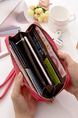 Black Leatherette Credit Card Photo Holder Organizer Zip-Around Clutch Wallet