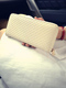 White Leatherette Zip Around Clutch Wallet