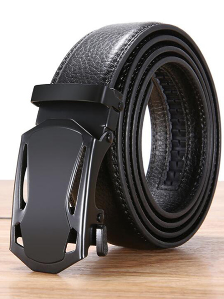 Black Ratchet Leatherette Men Belt