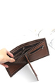 Brown Leatherette Credit Card Photo Holder Bifold Men Wallet