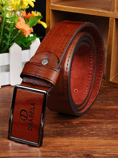 Dark Brown Smooth Buckle  Leather Men Belt