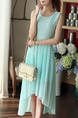 Blue Green Midi Plus Size Dress for Casual Evening Party