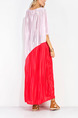 Pink and Red Maxi Shift V Neck Dress for Casual Beach