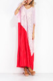 Pink and Red Maxi Shift V Neck Dress for Casual Beach