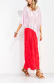 Pink and Red Maxi Shift V Neck Dress for Casual Beach