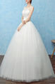 White Bateau Illusion Princess Appliques Beading Dress for Wedding