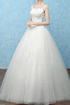 White Bateau Princess Beading Embroidery Dress for Wedding