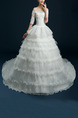 White Off Shoulder Ball Gown Beading Tiered Dress for Wedding