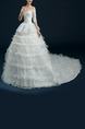 White Off Shoulder Ball Gown Beading Tiered Dress for Wedding