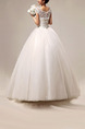 White Bateau Ball Gown Embroidery Beading Dress for Wedding