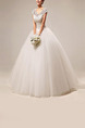 White Bateau Ball Gown Embroidery Beading Dress for Wedding