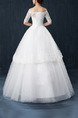 White Off Shoulder Ball Gown Embroidery Dress for Wedding