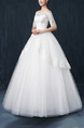 White Off Shoulder Ball Gown Embroidery Dress for Wedding