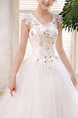 White V Neck Ball Gown Beading Embroidery Dress for Wedding