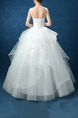 White Bateau Illusion Ball Gown Beading Embroidery Appliques Dress for Wedding