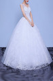 White V Neck Ball Gown Embroidery Appliques Dress for Wedding