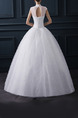 White Queen Anne Ball Gown Embroidery Appliques Beading Dress for Wedding