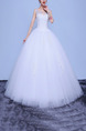 White Bateau Ball Gown Embroidery Beading Dress for Wedding