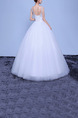 White Bateau Ball Gown Embroidery Beading Dress for Wedding