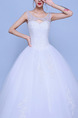 White Bateau Ball Gown Embroidery Beading Dress for Wedding