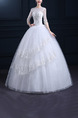 White Illusion Ball Gown Embroidery Beading Dress for Wedding