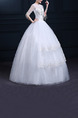 White Illusion Ball Gown Embroidery Beading Dress for Wedding