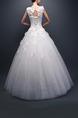 White Illusion Bateau Embroidery Appliques Beading Dress for Wedding