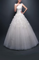 White Illusion Bateau Embroidery Appliques Beading Dress for Wedding