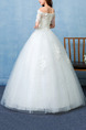 White Off Shoulder Ball Gown Embroidery Appliques Beading Dress for Wedding