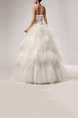 White Strapless Ball Gown Beading Appliques Ruffle Sash Dress for Wedding