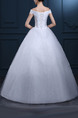 White Off Shoulder Ball Gown Beading Embroidery Tiered Dress for Wedding