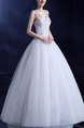 White V Neck Ball Gown Beading Embroidery Appliques Dress for Wedding