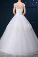 White Illusion Ball Gown Bateau Beading Lace Dress for Wedding On Sale