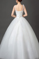 White Illusion Ball Gown Appliquies Bateau Dress for Wedding On Sale