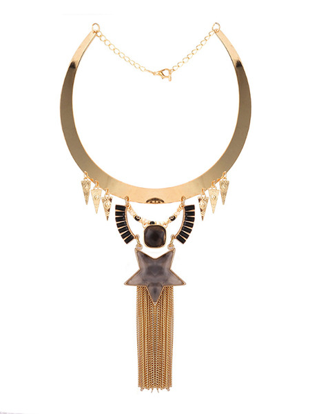 Gold Plated With Chain Gold Chain Dangle Tassel Necklace