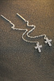 925 Silver Cross Dangle Rhinestone Earring