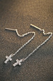 925 Silver Cross Dangle Rhinestone Earring