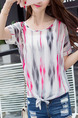 White and Pink Colorful Blouse Plus Size Top for Casual Beach