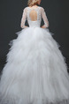 White Illusion Ball Gown Beading Ruffle Plus Size Dress for Wedding