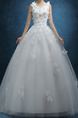 White Scoop Appliques Princess Plus Size Dress for Wedding