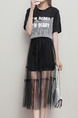 Black Loose Linking Mesh Letter Maxi Plus Size Dress for Casual Party