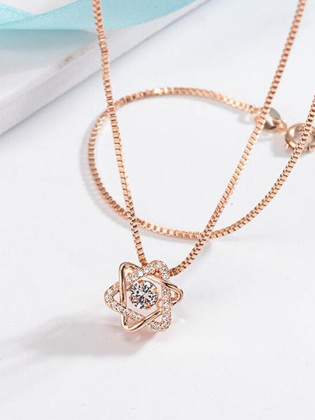 Alloy Star Pendant Necklace Rhinestone Necklace